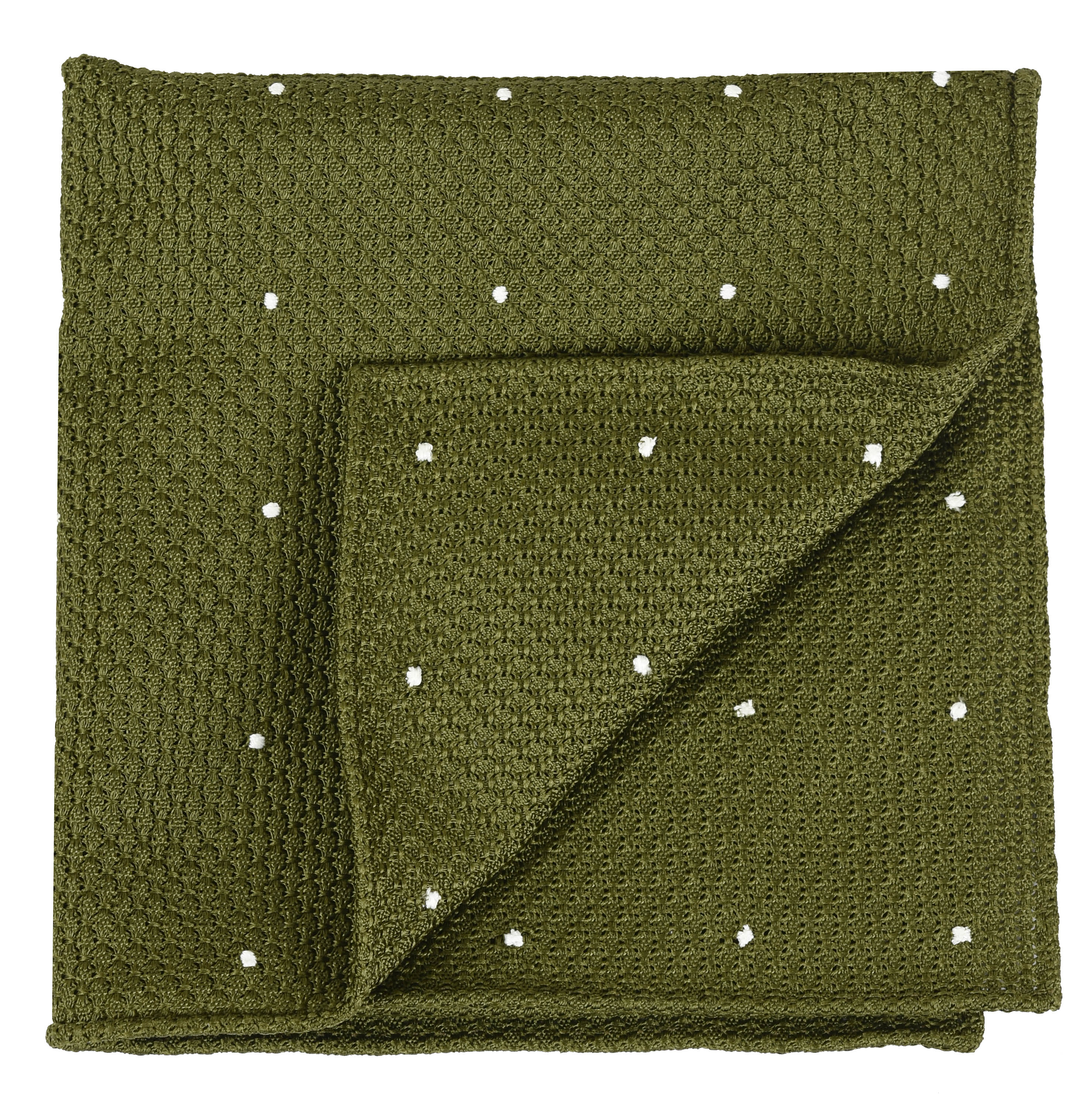 Olive Green Grenadine Grossa (Hand Sewn) Pocket Square GGDPS-18(2)