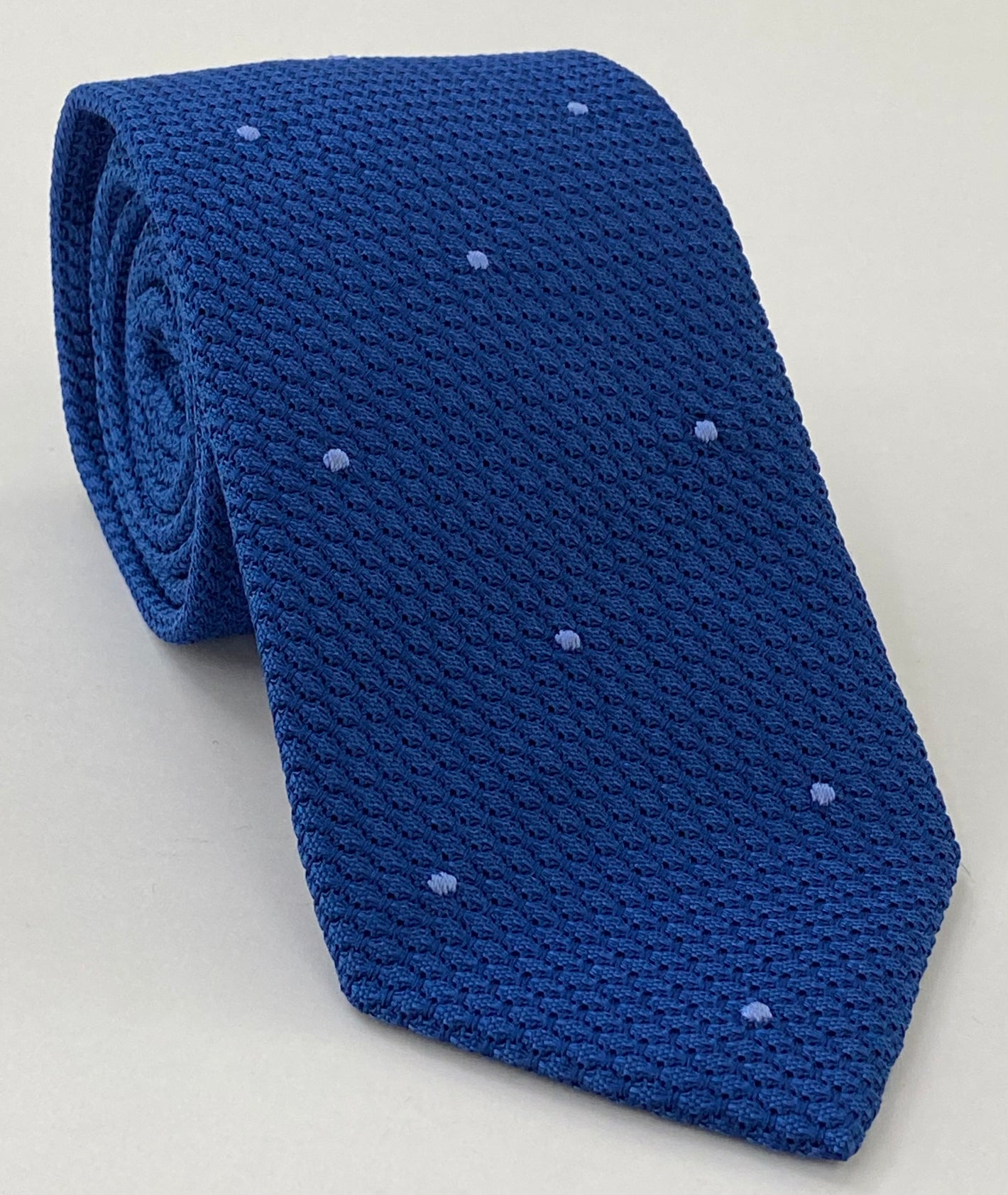 하늘색 핀 도트 실크 타이 (핸드 스티치) 블루 그레나딘 그로사 #GGDT-13 (3)