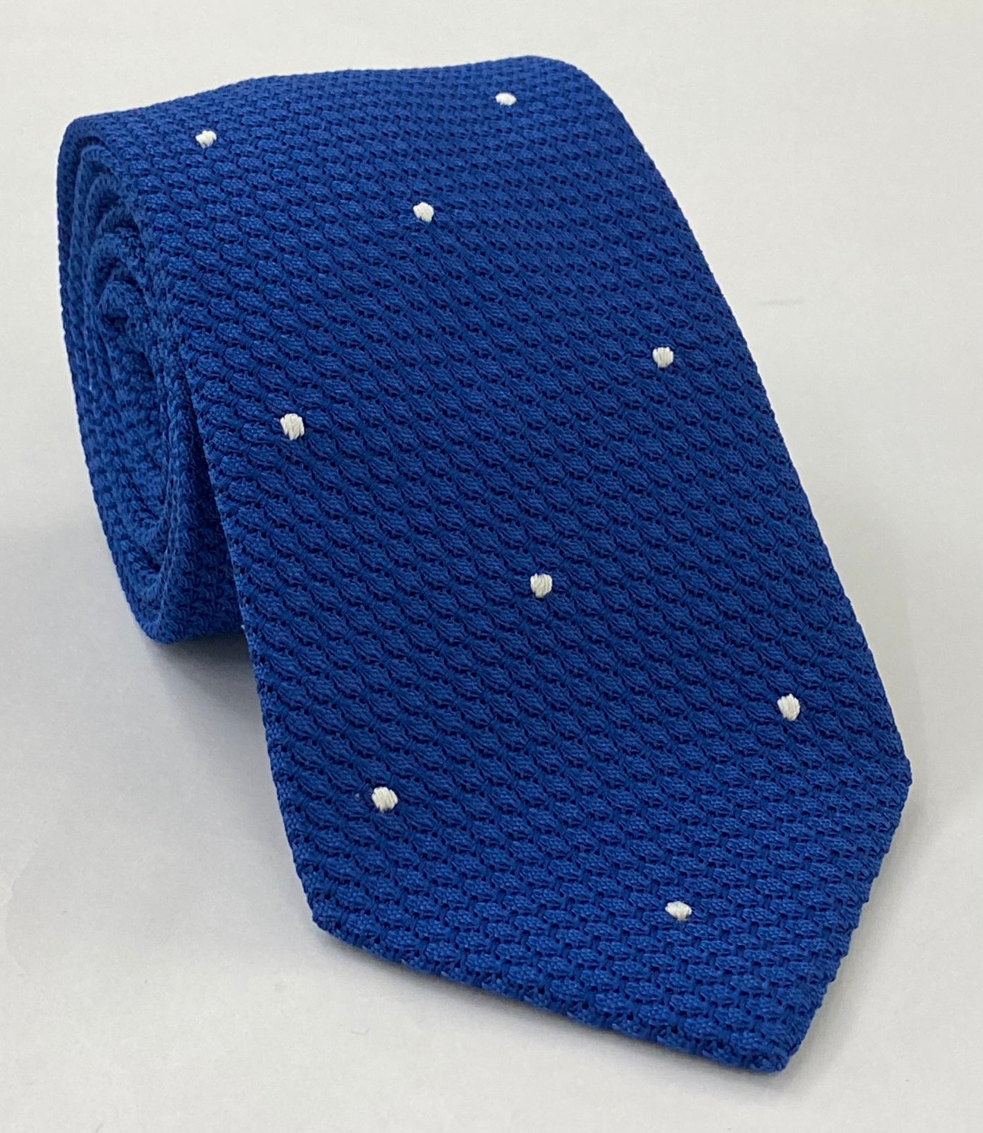 블루 그레나딘 그로사 화이트 (핸드 스티치) 핀 도트 실크 타이 #GGDT-13(1)