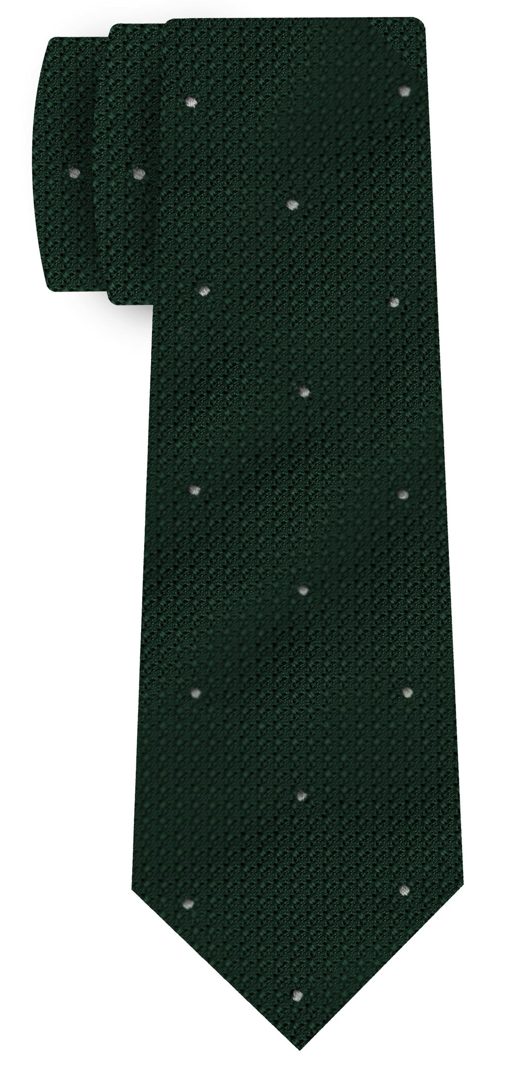 {[en]:Forest Green Grenadine Grossa (Hand Sewn) Pin Dots Silk Tie