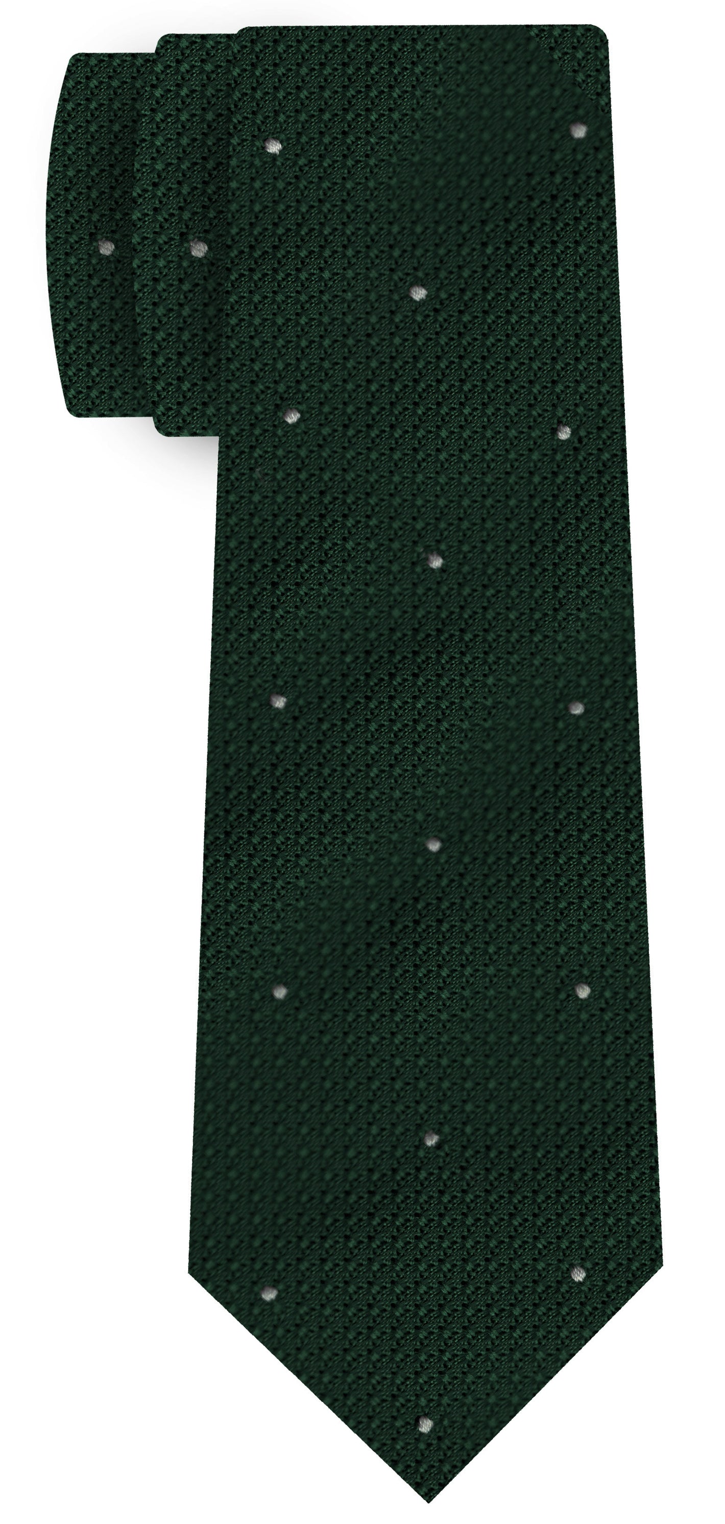 {[en]:Forest Green Grenadine Grossa (Hand Sewn) Pin Dots Silk Tie