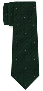 {[en]:Forest Green Grenadine Grossa (Hand Sewn) Pin Dots Silk Tie
