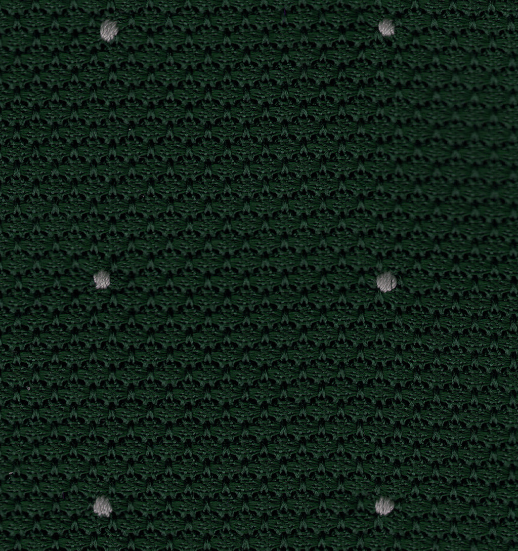 {[en]:Forest Green Grenadine Grossa (Hand Sewn) Pin Dots Silk Tie