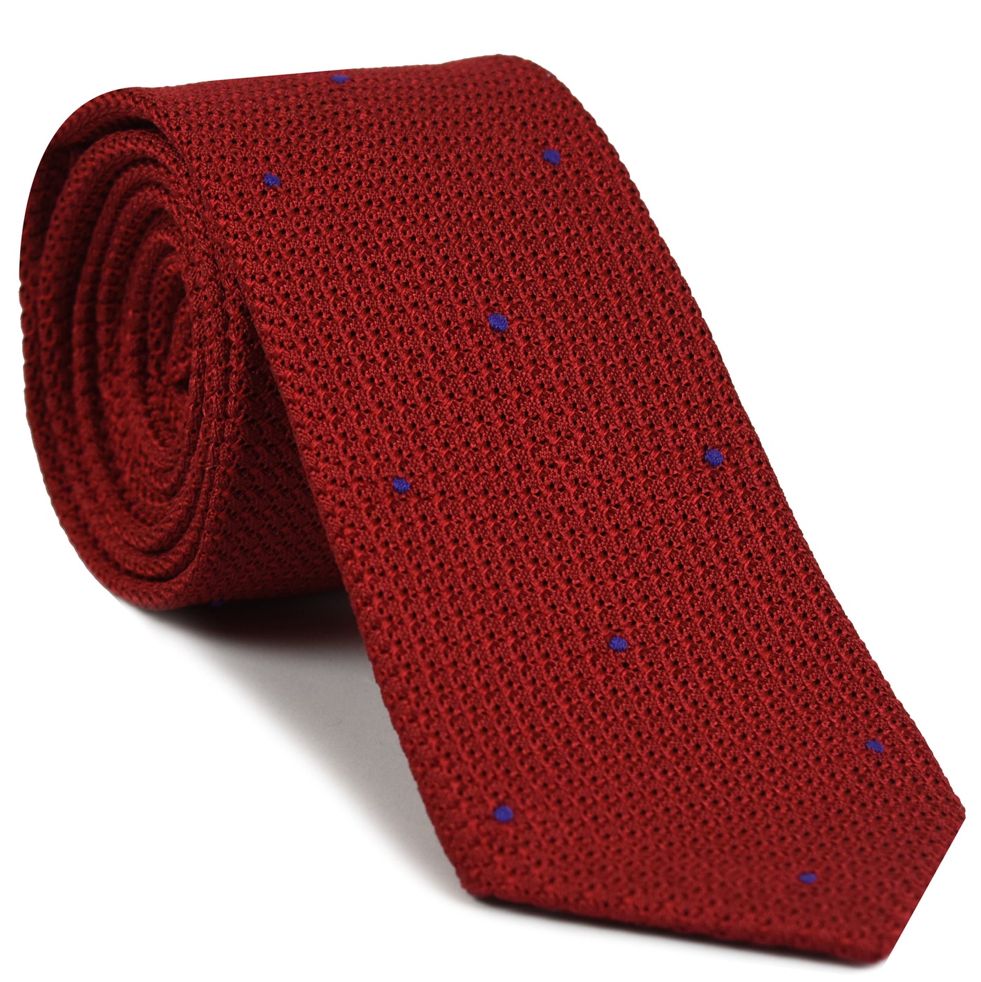 {[en]:Red Grenadine Grossa with Purple (Hand Sewn) Pin Dots Silk Tie