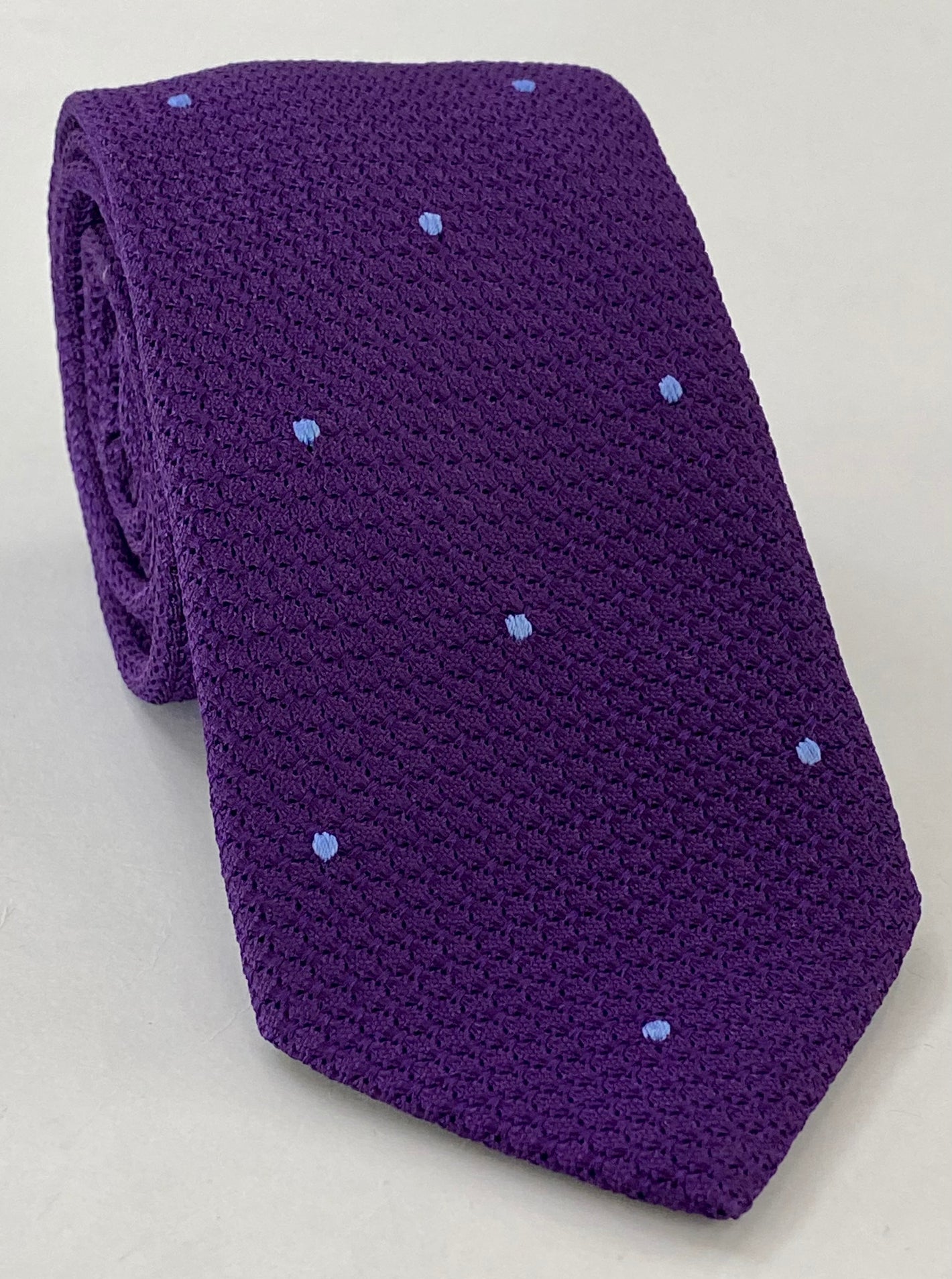 Purple Grenadine Grossa with Sky Blue (Hand Sewn) Pin Dots Silk Tie #GGDT-34 (3)
