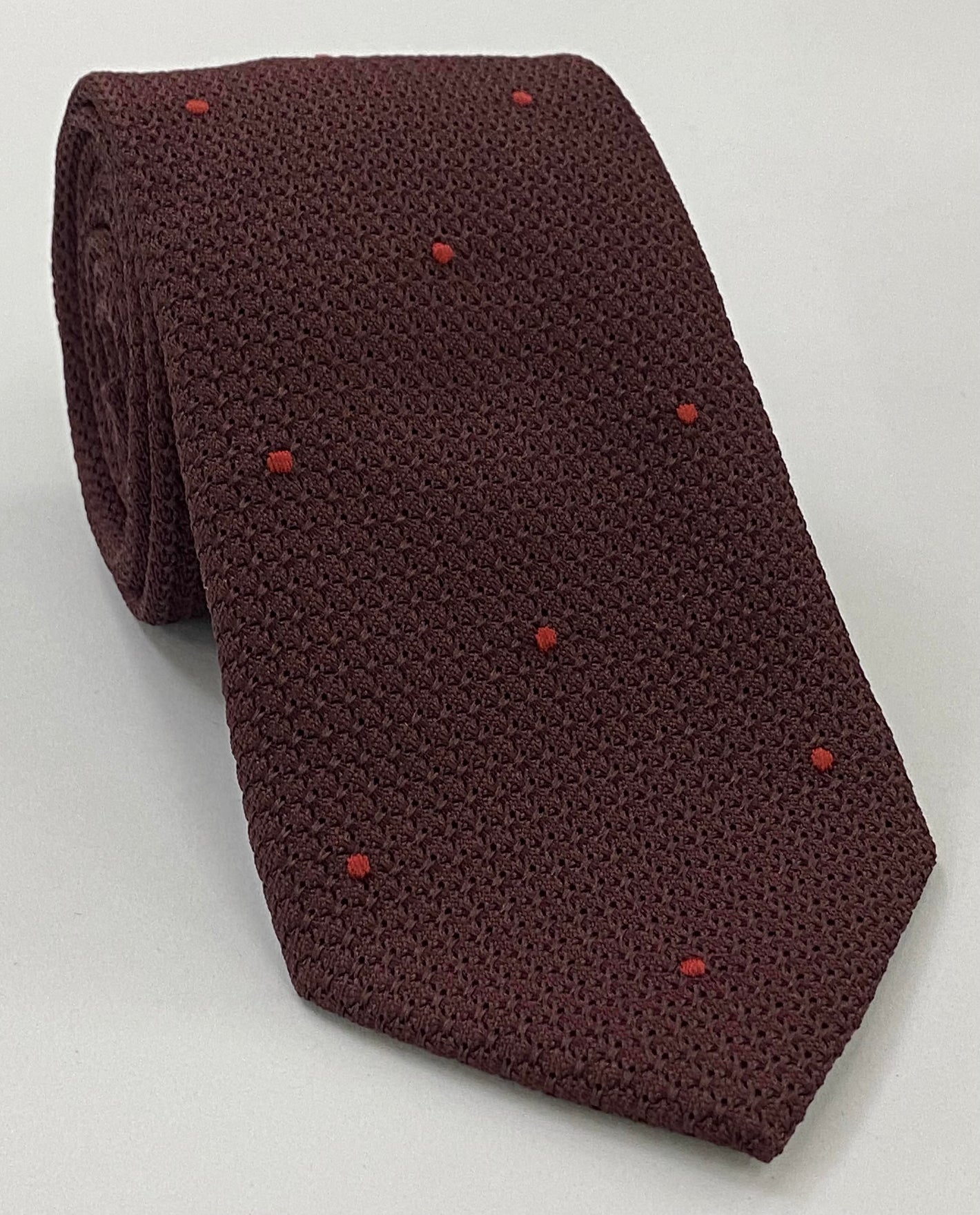 버건디 그레나딘 그로사 레드 (핸드 쏜) 핀 도트 실크 타이 #GGDT-3 (8)