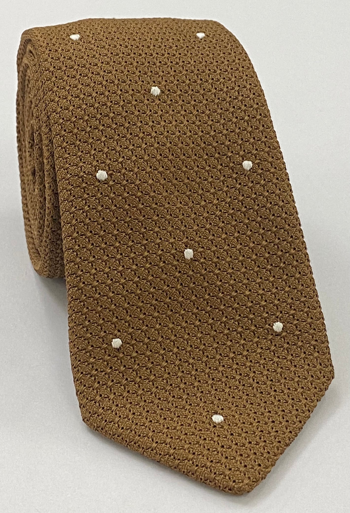 초콜릿 석류 그로사 화이트 (핸드 스티치) 핀 도트 실크 타이 GGDT-4(1)