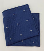 ネイビーブルー グレナディン グロッサ ホワイトフラワー ポケットチーフ