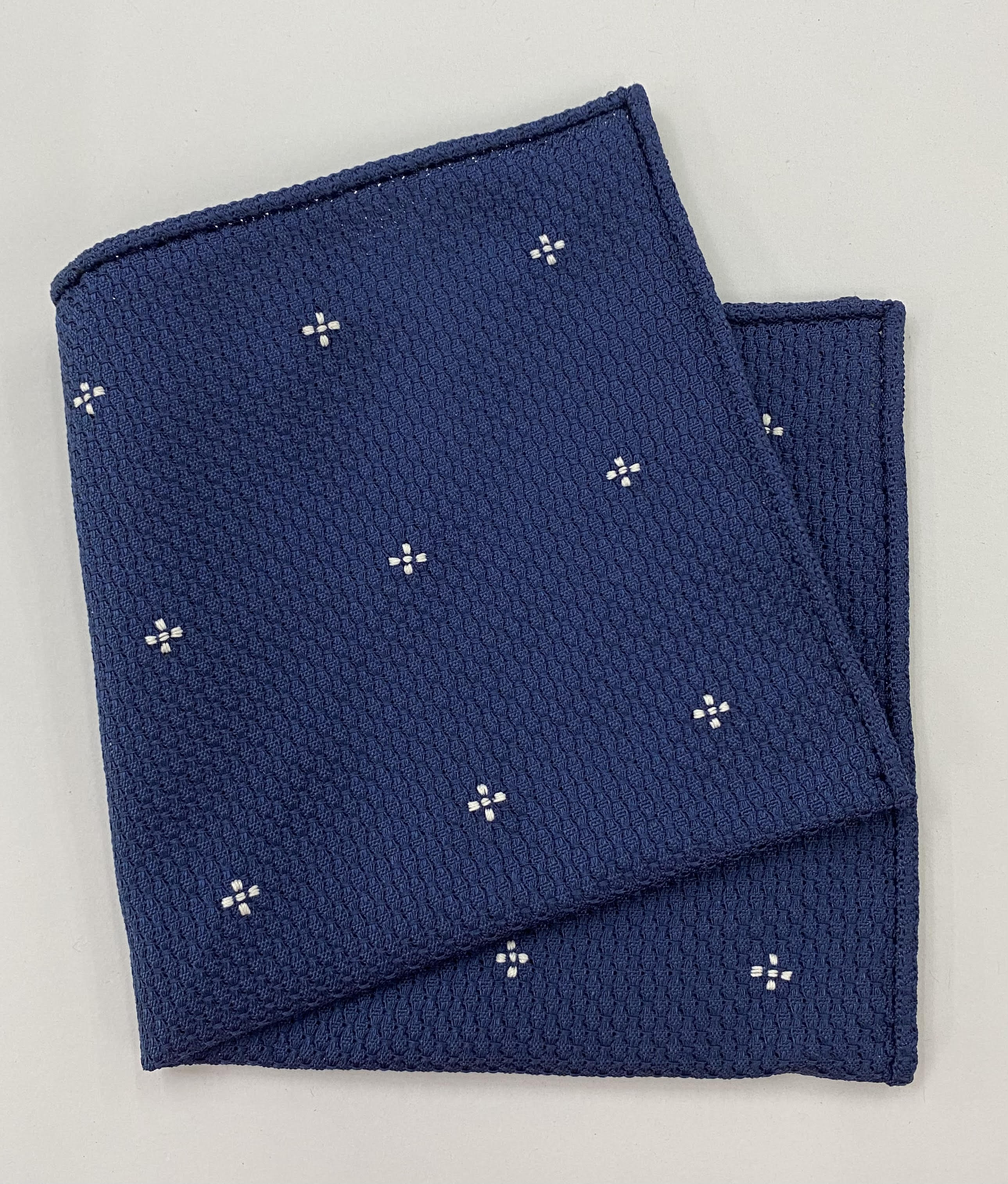 ネイビーブルー グレナディン グロッサ ホワイトフラワー ポケットチーフ