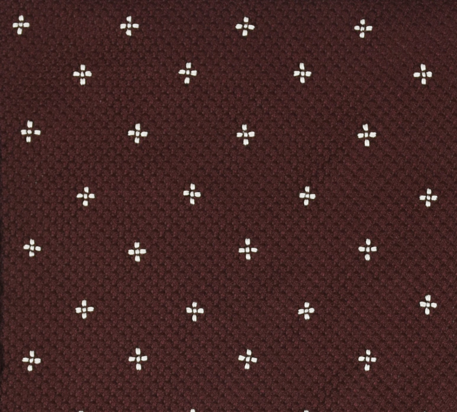 バーガンディー・グレナディン・グロッサ ホワイトフラワーデザイン ポケットスクエア