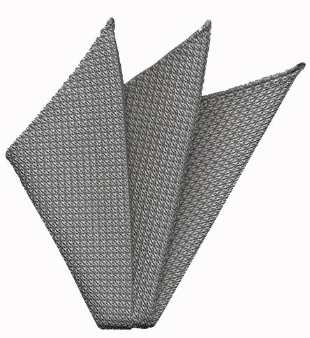 {[en]:Charcoal Gray/Silver Grenadine Silk Pocket Square