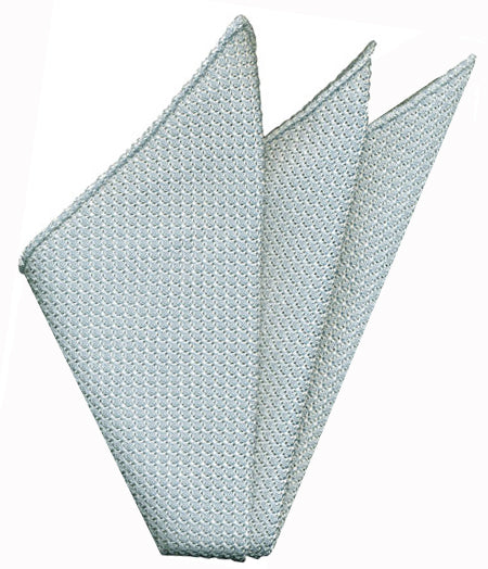 {[en]:Blueish Green/Silver Grenadine Silk Pocket Square