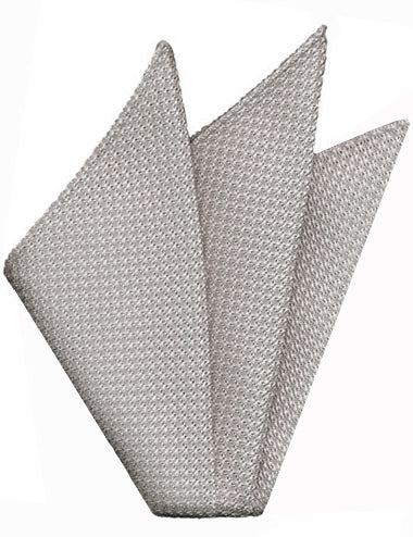 {[en]:Silver/Brown Grenadine Silk Pocket Square