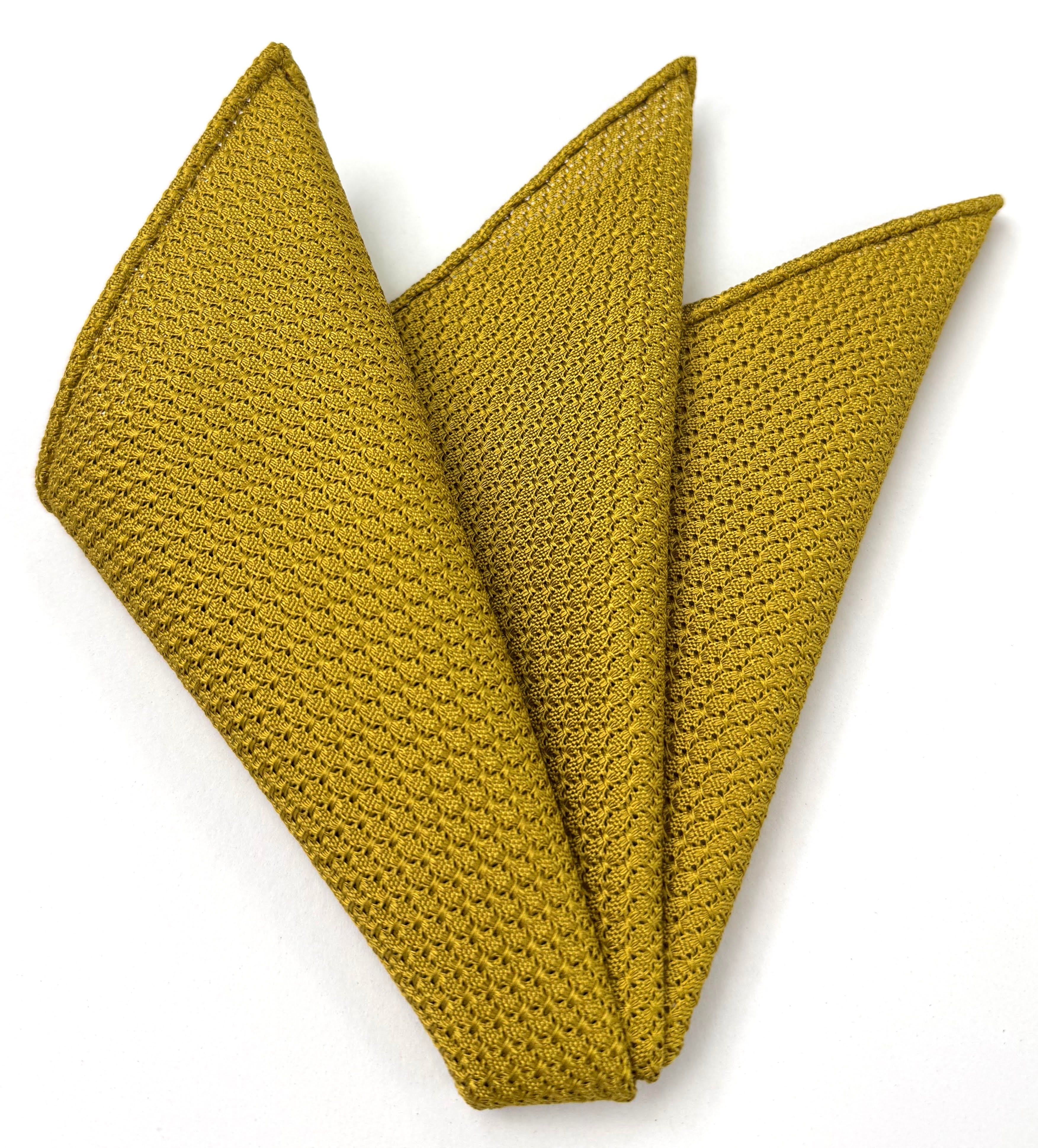 Dark Gold Grenadine Grossa Silk Pocket Square 28 Last One GGP-28