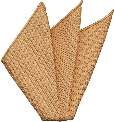 {[en]:Tan Grenadine Silk Pocket Square