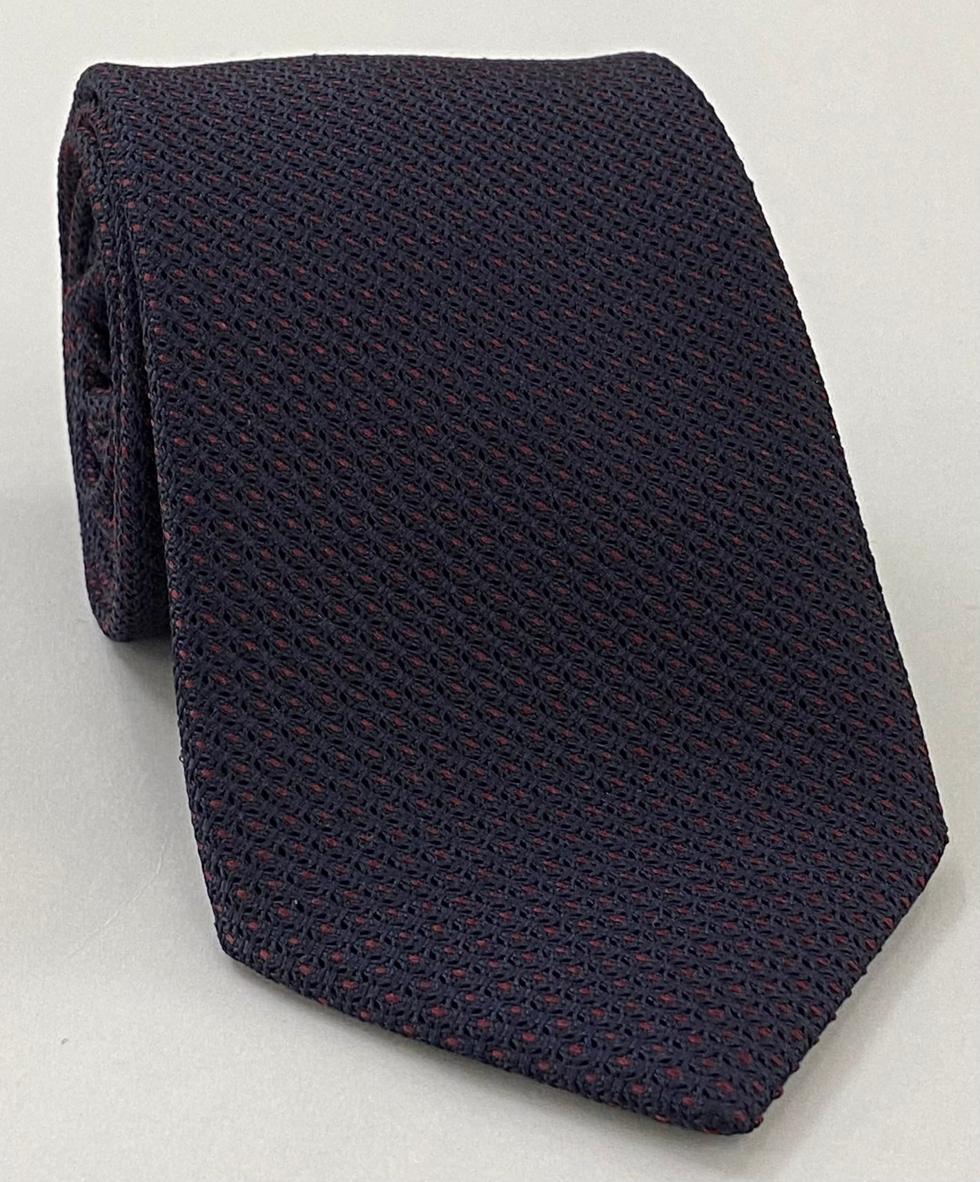 Dark Red on Midnight Blue Grenadine Pin Dot Silk Tie GGPDT-3