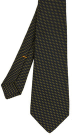 {[en]:Yellow Gold on Midnight Blue Grenadine Pin Dot Silk Tie