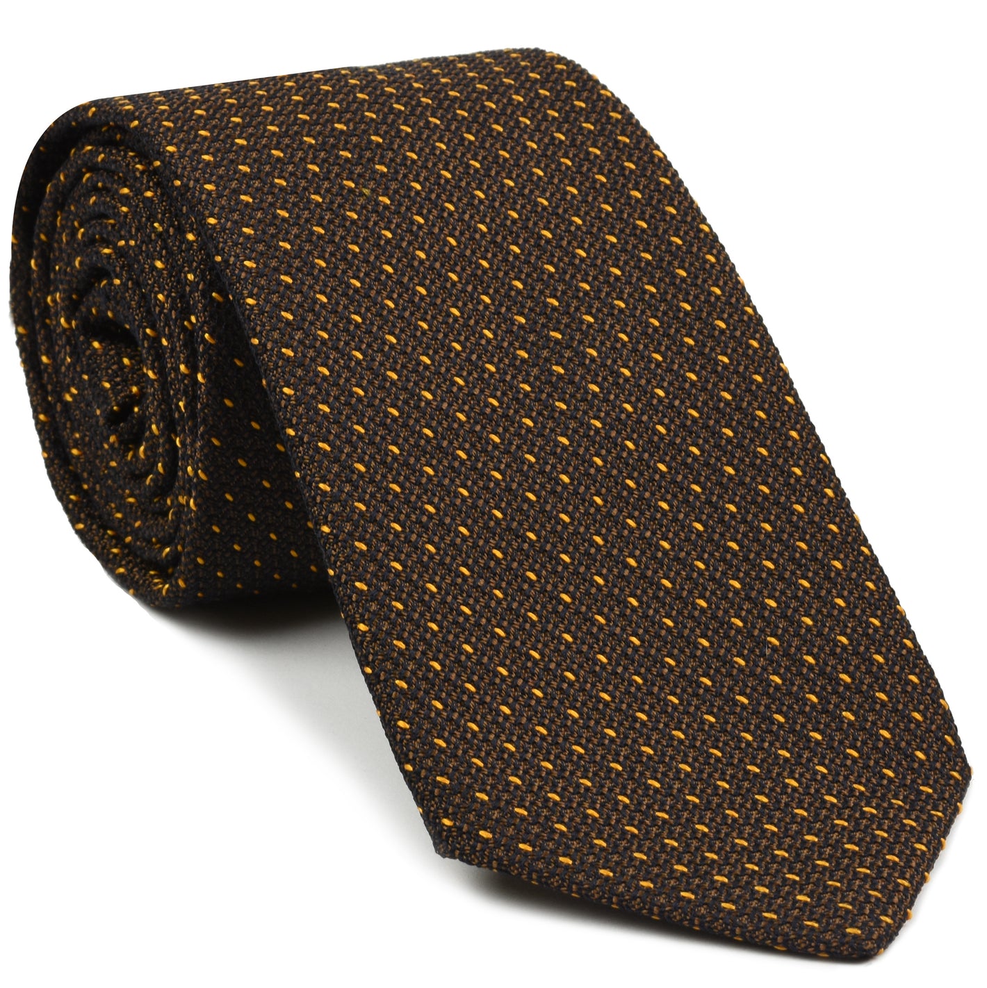 {[en]:Yellow Gold On Chocolate Grenadine Grossa Pin Dot Silk Tie