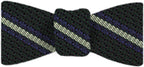 {[en]:Lavender And Soft Green On Forest Green Grenadine Grossa Stripe Silk Bow Tie