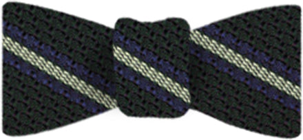 {[en]:Lavender And Soft Green On Forest Green Grenadine Grossa Stripe Silk Bow Tie