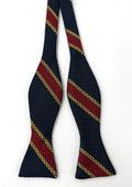 Red & Yellow Gold Stripes On Midnight Blue Grenadine Bow Tie GGSBT-14