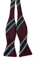 Midnight Blue & White Stripe On Red Grenadine Bow Tie GGSBT-16