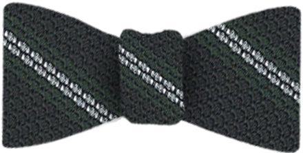 {[en]:Forest Green & White Stripes On Midnight Blue Grenadine Bow Tie