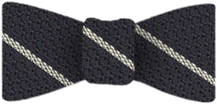 {[en]:Off White Stripe On Midnight Blue Grenadine Bow Tie