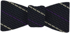 {[en]:Purple And Off White On Midnight Blue Grenadine Grossa Stripe Silk Bow Tie