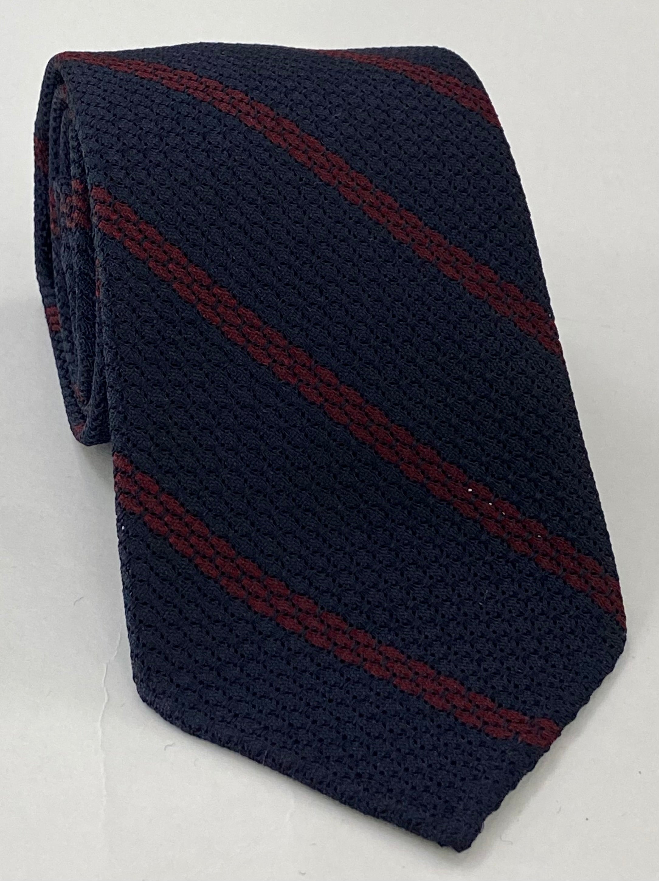 Red Stripe On Midnight Blue Grenadine Tie GGST-1