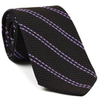 {[en]:Soft Magenta Stripe On Bitter Chocolate Grenadine Grossa Stripe Silk Tie