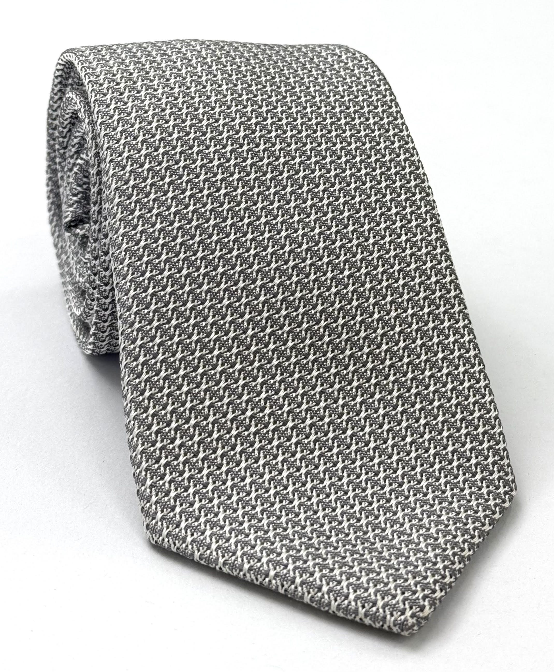 Charcoal Gray/Silver Grenadine Grossa Silk Tie GGT-21