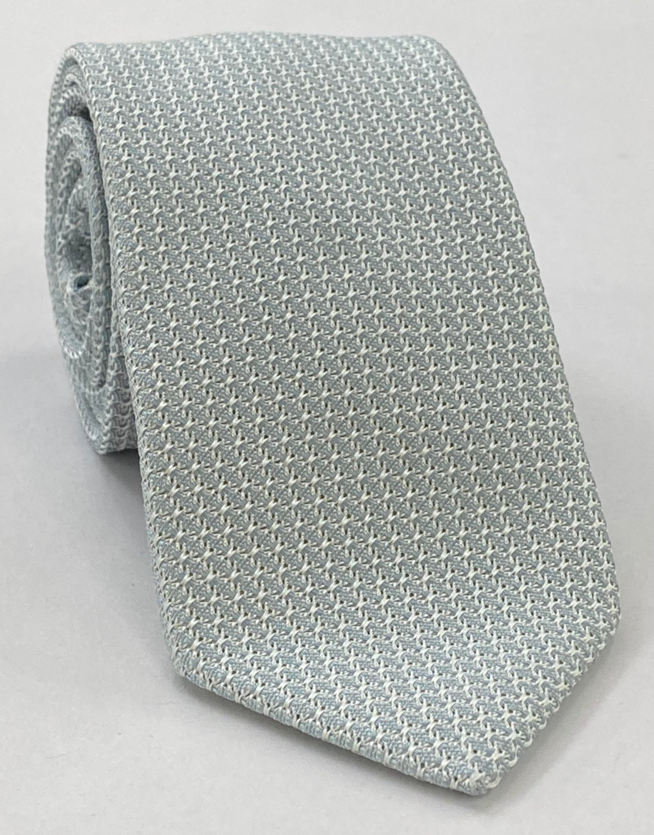 スカイブルー／シルバー グレナディン・グロッサ シルクネクタイ #GGT-22