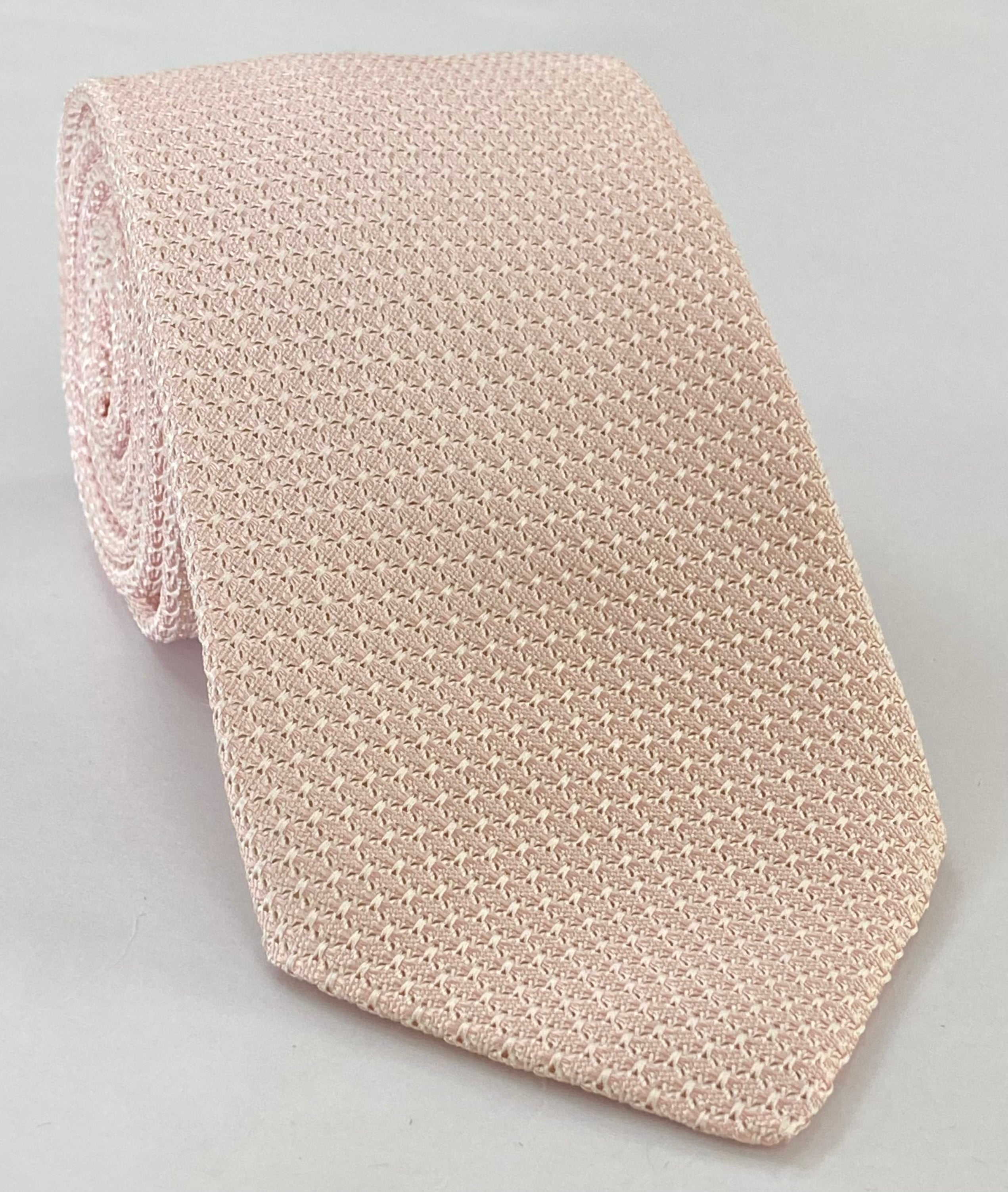 ピンク／シルバー グレナディン・グロッサ シルクネクタイ #GGT-25