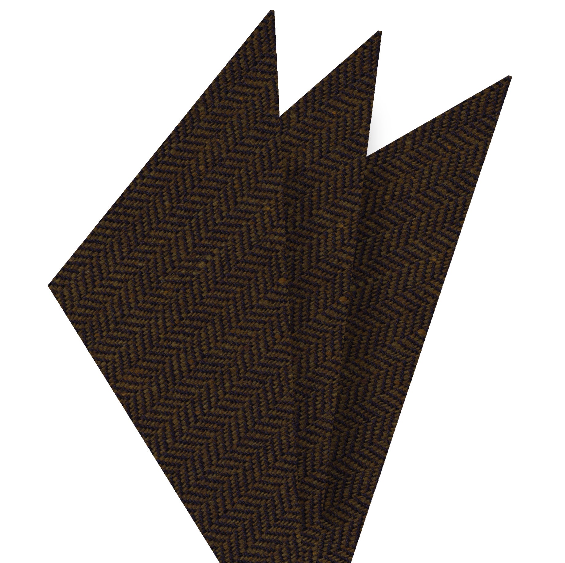 {[en]:Black & Camel Herringbone Wool Pocket Square