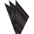 {[en]:Off-White & White on Dark Chocolate Striped Linen/Cotton Silk Pocket Square