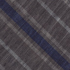 {[en]:Navy Blue & White on Charcoal Gray Striped Linen/Cotton Silk Pocket Square