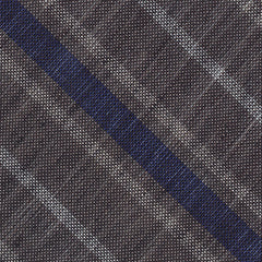 {[en]:Navy Blue & White on Charcoal Gray Striped Linen/Cotton Silk Pocket Square