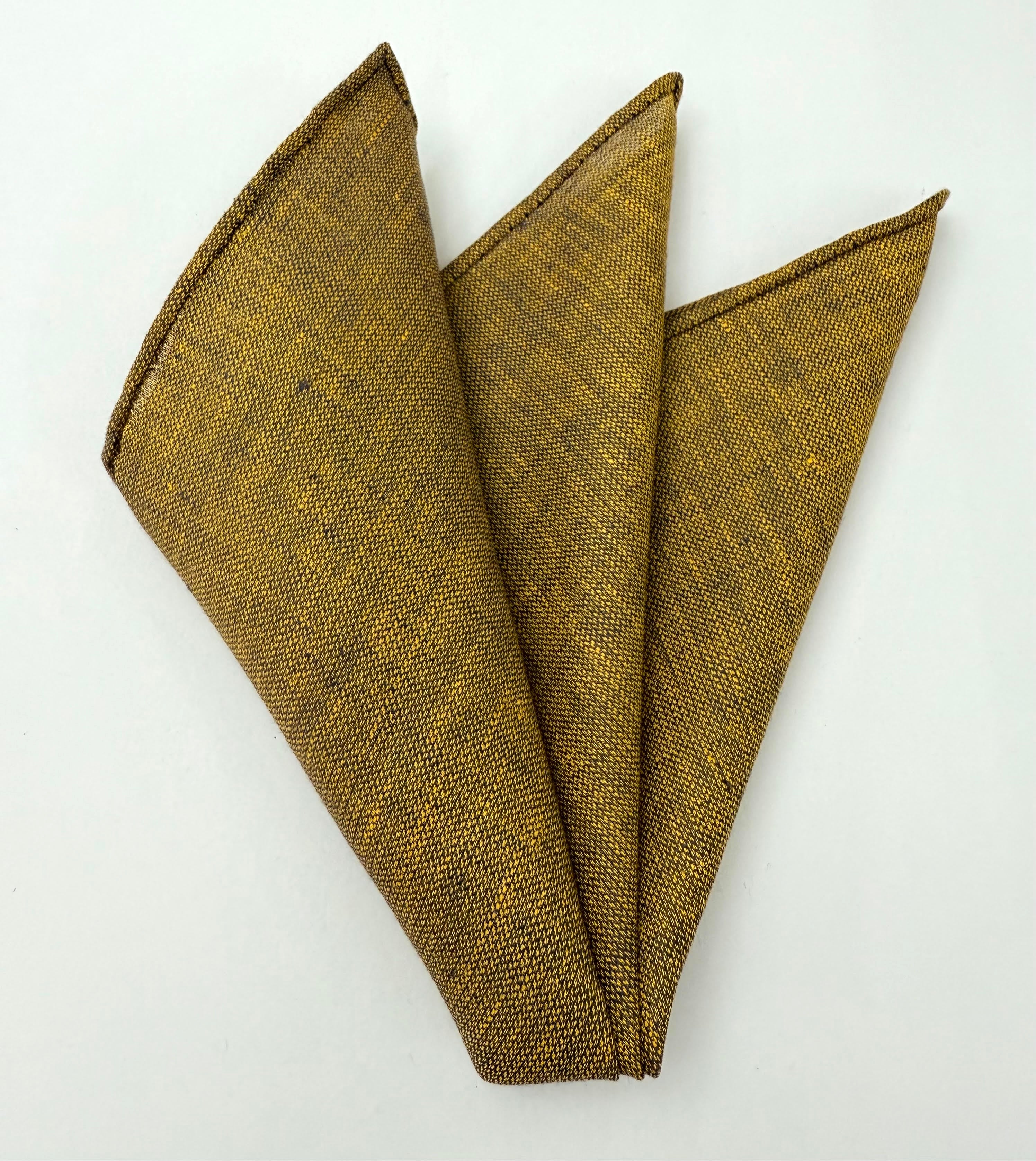 다크 골드 (옐로우 골드 & 미드나잇 블루) 린넨 포켓 스퀘어 GLP-5