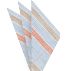 {[en]:Sky Blue, Burnt Orange, Dark Sand & White Linen Striped Pocket Square
