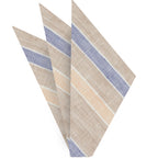 {[en]:Dark Sand, Sand, Dark Blue & White Linen Striped Pocket Square