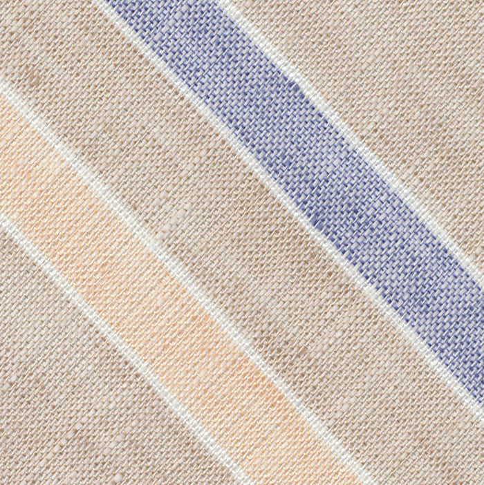 {[en]:Dark Sand, Sand, Dark Blue & White Linen Striped Pocket Square