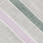 {[en]:Light Gray, Forest Green, Lavender & White Linen Striped Pocket Square