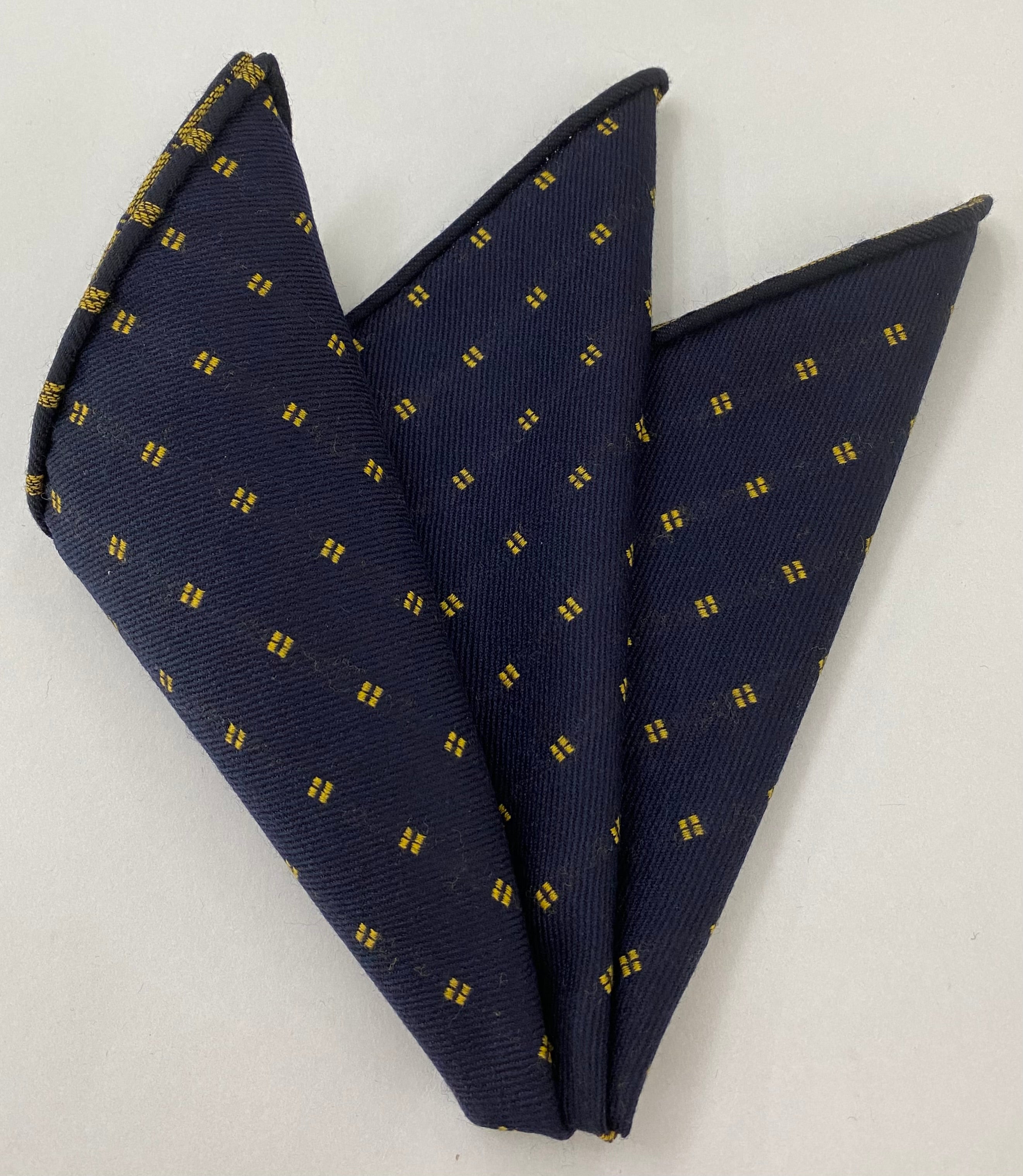 미드나잇 블루 패턴 울 포켓 스퀘어 옐로우 골드 #GPWP-1