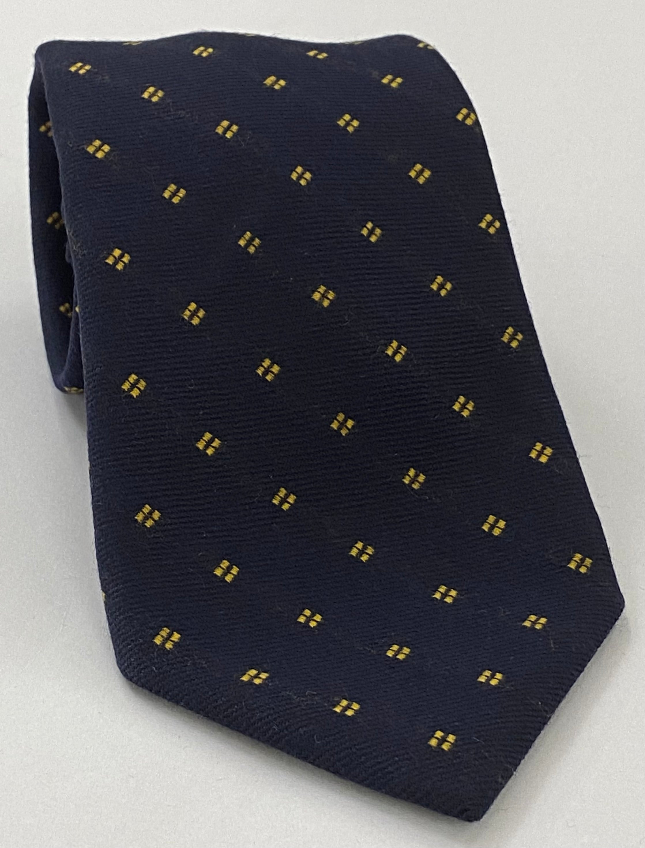 ミッドナイトブルーのパターンウールタイ（イエローゴールド） GPWT-1