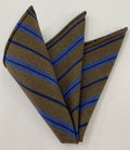 Light Lavender & Navy Blue Stripes on Camel Wool Pocket Square GSWP-10