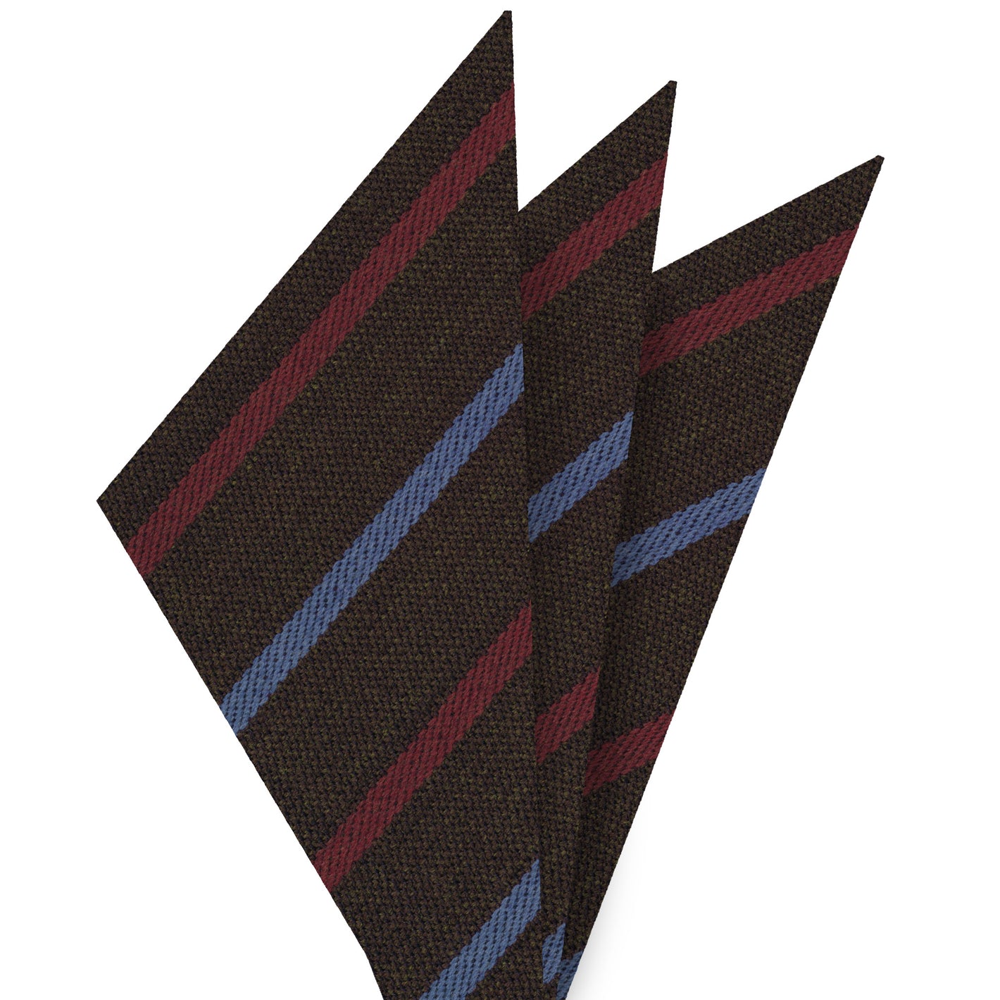 {[en]:Light Lavender & Red Stripes on Dark Camel Wool Pocket Square
