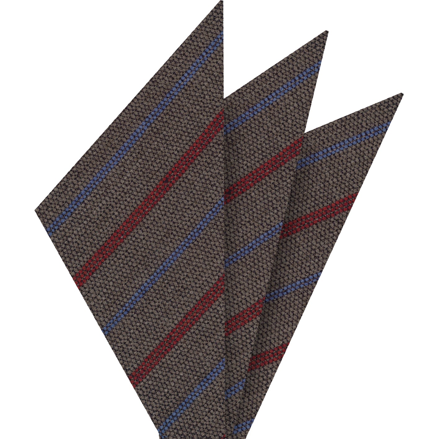 {[en]:Red & Light Lavender Stripes on Camel Wool Pocket Square