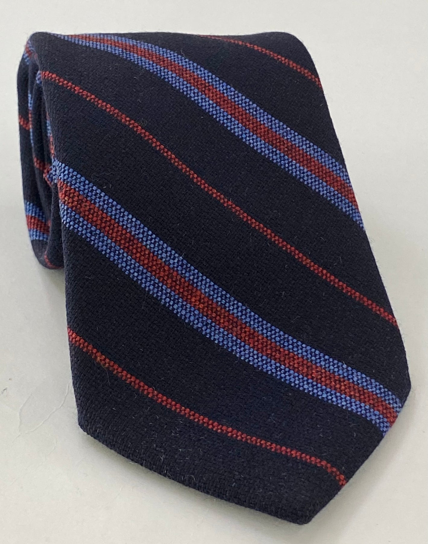 미드나잇 블루 울 타이 라벤더 & 레드 스트라이프 GSWT-3