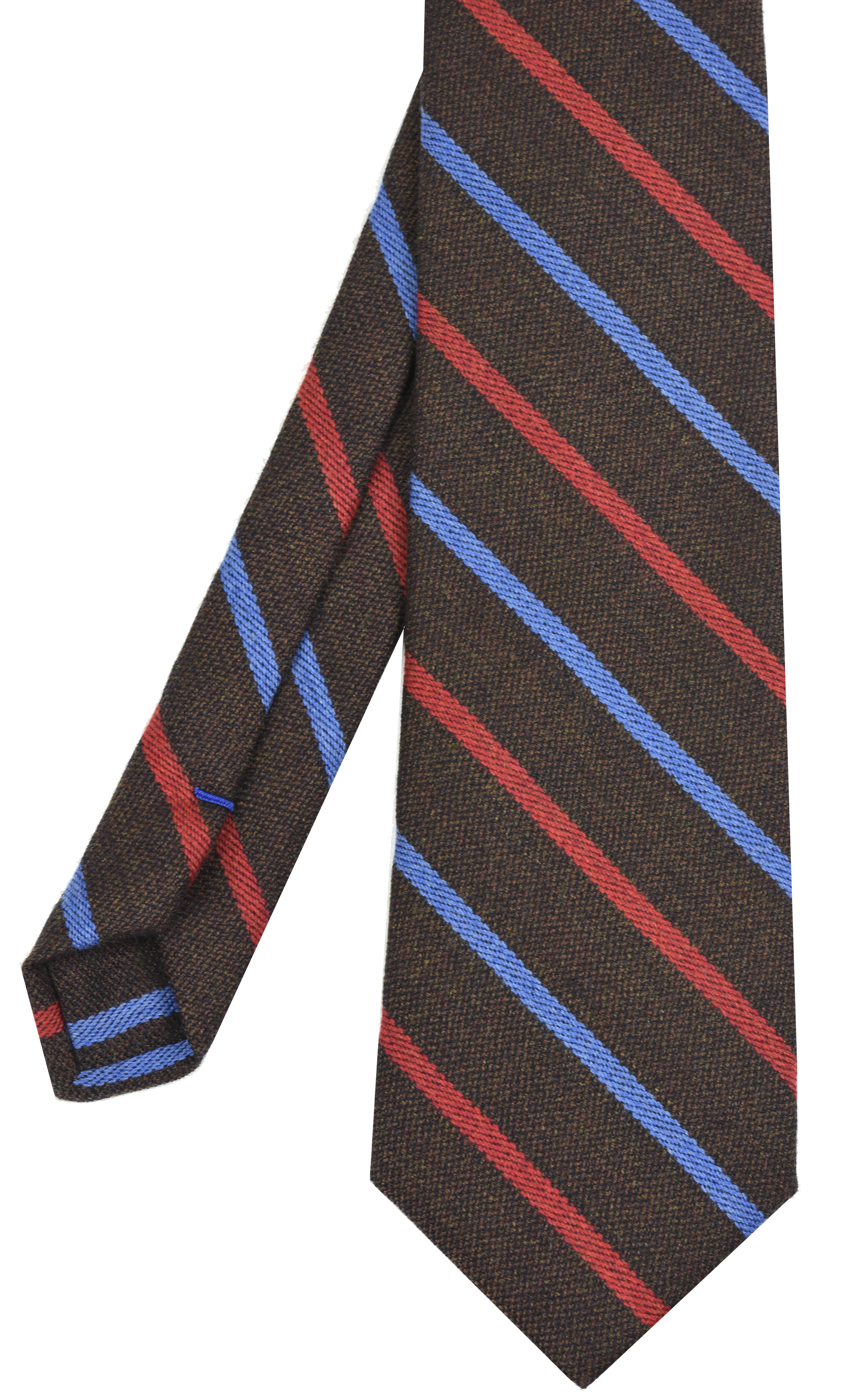 {[en]:Light Lavender & Red Stripes on Dark Camel Wool Tie